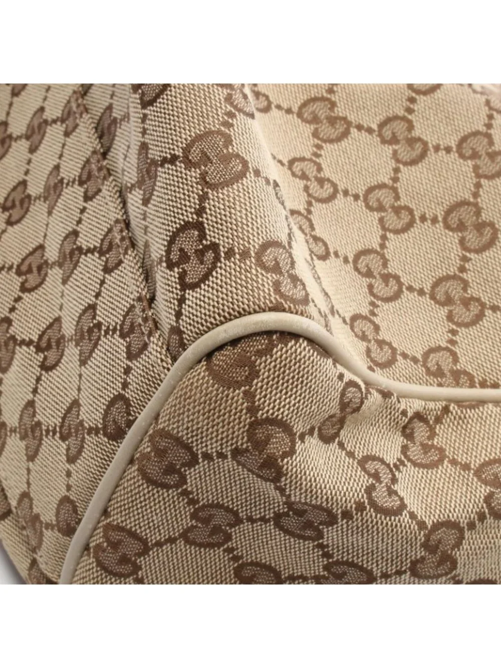 Gucci Handbag Beige Off White Canvas Leather Tote